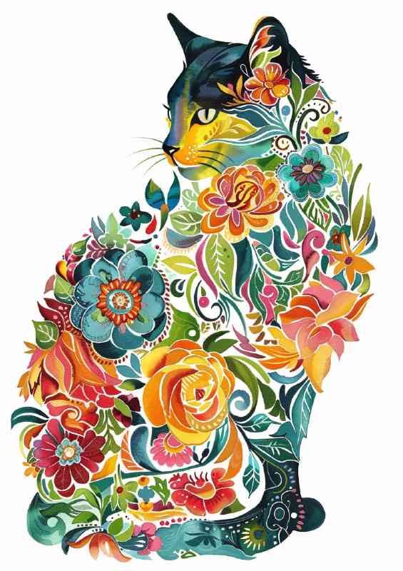 Tattoo design cat | Metal Poster