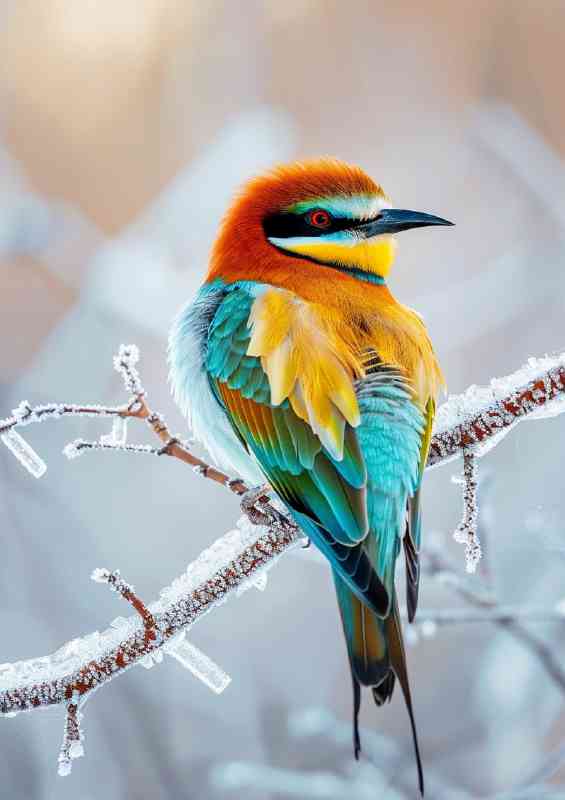 Beautiful colours on a bird in the winter | Metal Poster