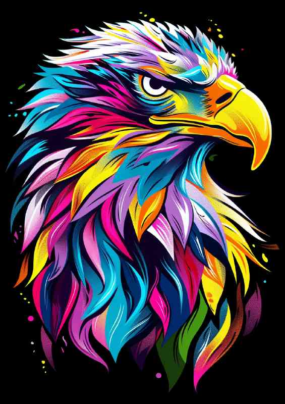 Splash art eagle head in mix of colour | Canvas