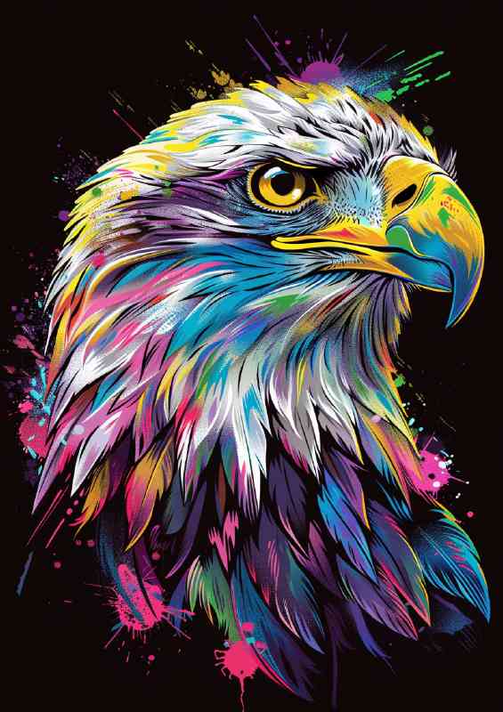 White Eagle head with colours splashed | Canvas