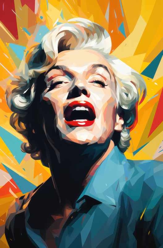 Marilyn Monroe in yellow blue paint style | Canvas