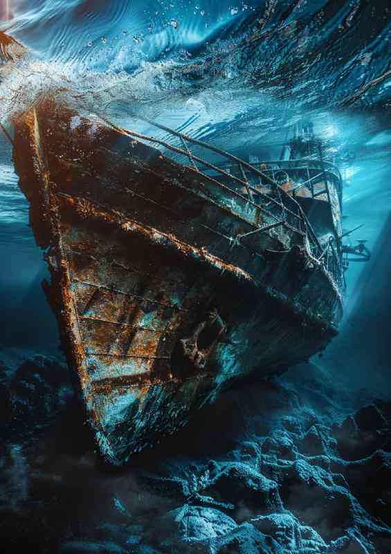 Old shipwreak at the bottom of the ocean | Metal Poster