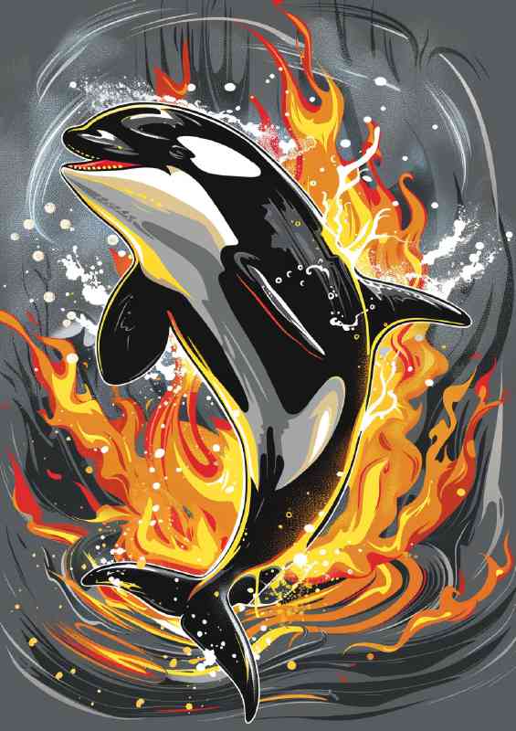Orca jumping out of water | Metal Poster
