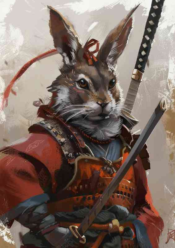 Anthropomorphic Rabbit with swords surreal | Canvas