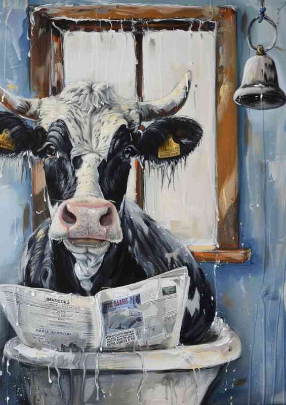 Cow in a bath tub | Metal Poster