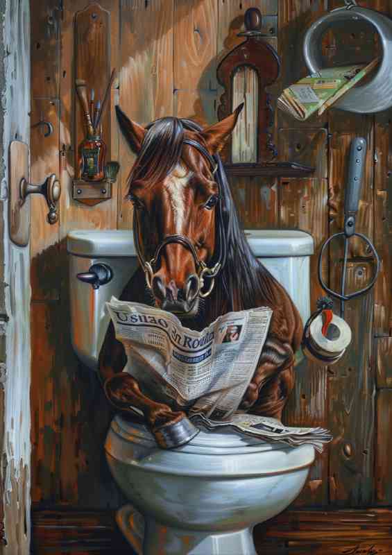 Race horce with results on the toilet | Metal Poster