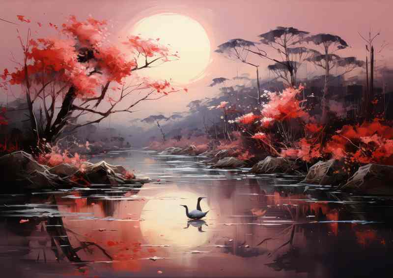 Koi and crane the Seasons A Japanese Perspective | Di-Bond