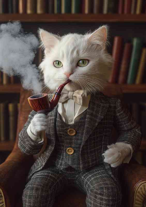 White whiskers nice suit cat surreal | Poster
