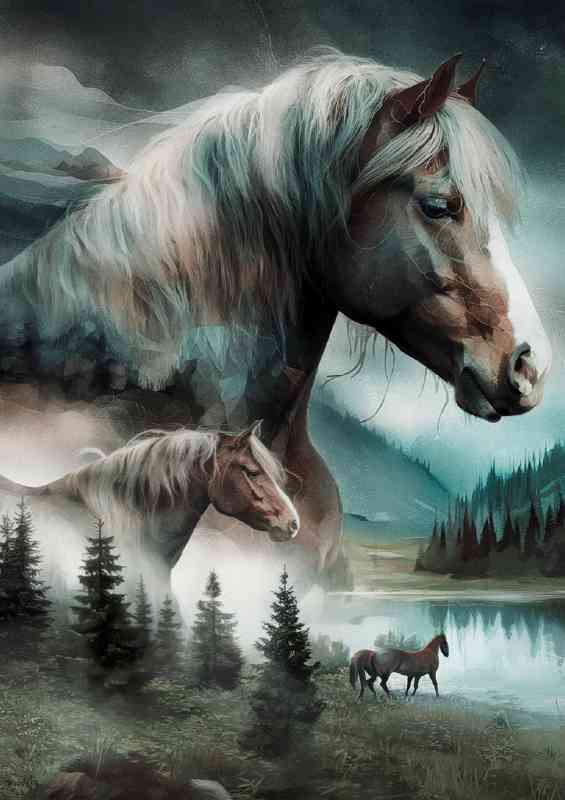 A majestic horse with a flowing mane | Di-Bond