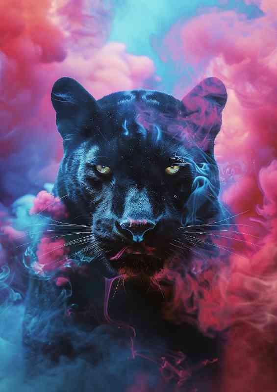 Black panther surrounded by smoke | Metal Poster
