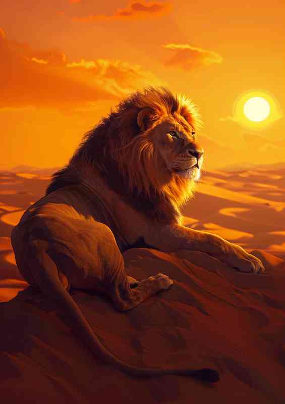 Lion basking in the sun daytime | Metal Poster