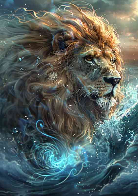 Lion on top of the sea | Canvas