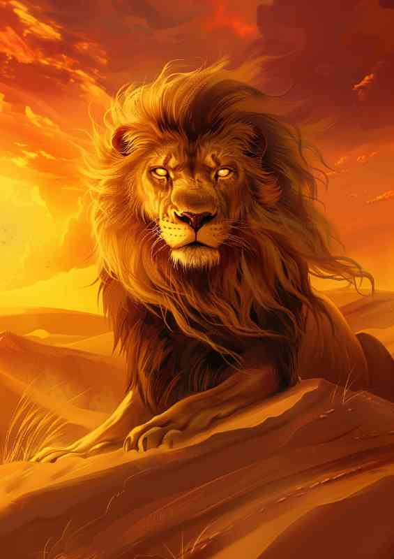 Lion with its mane flowing in the wind | Metal Poster
