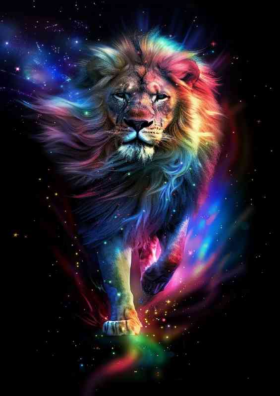 Magestic lion embraced in the nebula skies | Poster