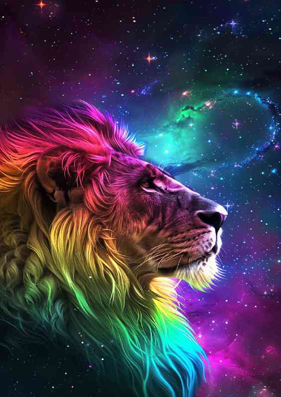 Majestic Lions head with multi colours | Canvas