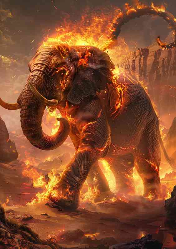 Majestic giant elephant made of fire | Di-Bond