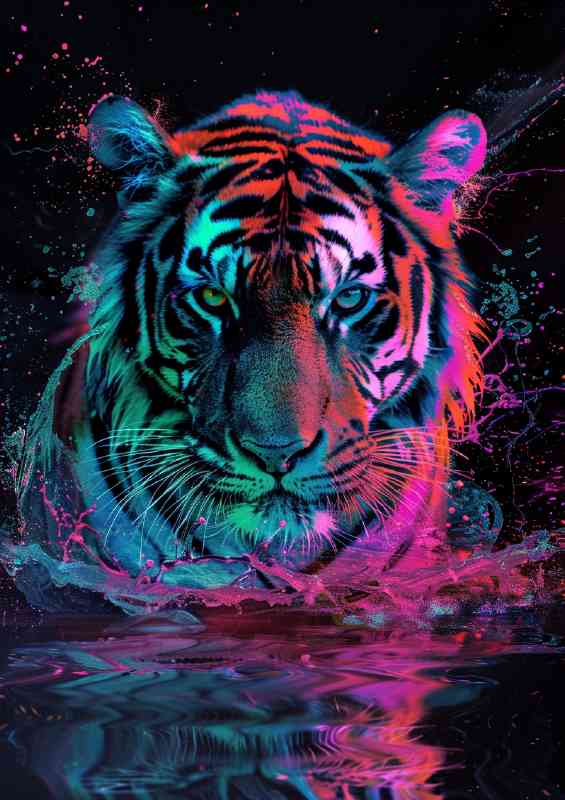 Painted tiger in the water colourful | Di-Bond
