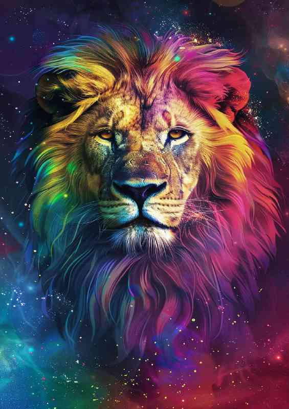 Rainbow galaxy lion coloured | Poster