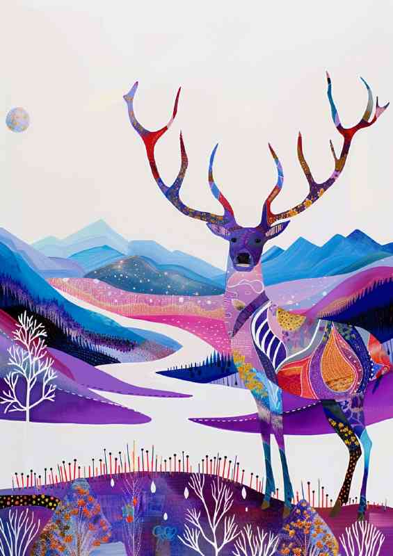 Stag and anterlers in the scottish highlands | Metal Poster