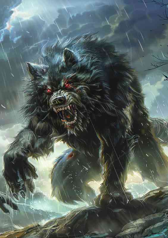 The snarling black wolf | Poster