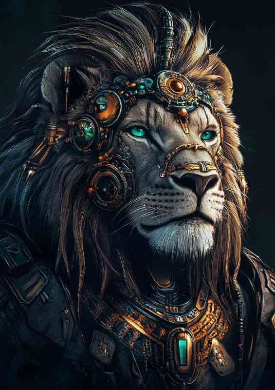 Ultra fierce Lion steampunk style | Poster