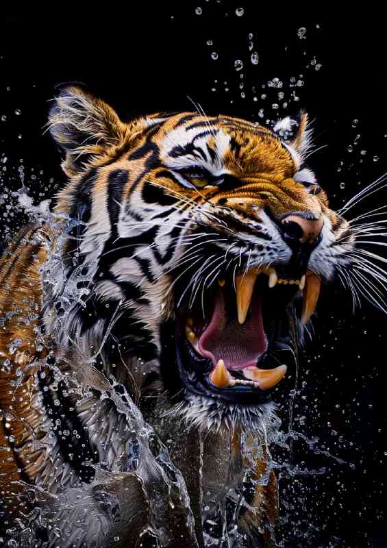 Water splash tiger roar | Di-Bond