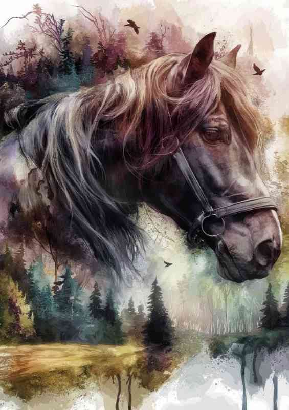 Watercolour of a majestic horse | Poster