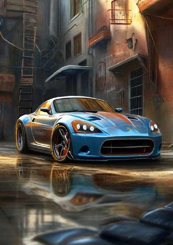 Super car around the back yard | Metal Poster