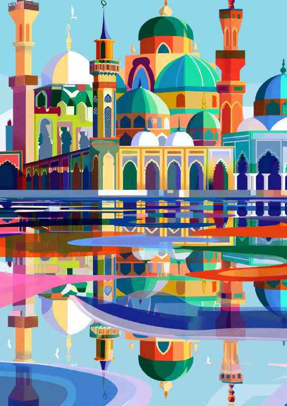 Arabic city a flat design with reflections | Canvas
