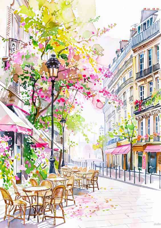 Beautiful coffee in a paris street cafe | Metal Poster
