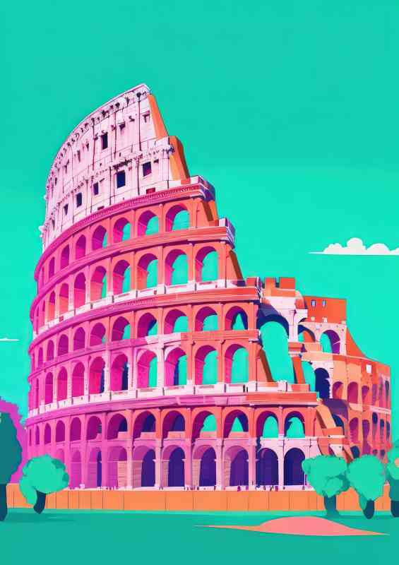 Colosseum Rome a flat design | Metal Poster