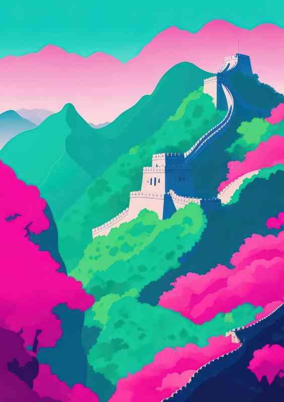 Great Wall of China a flat design | Poster