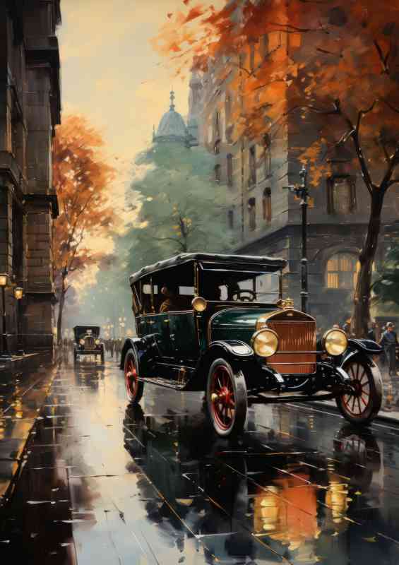 New york bussy street old cars | Poster