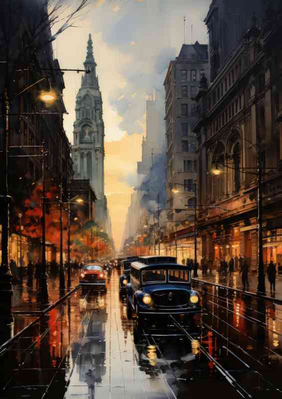 New york city busy street scene | Metal Poster