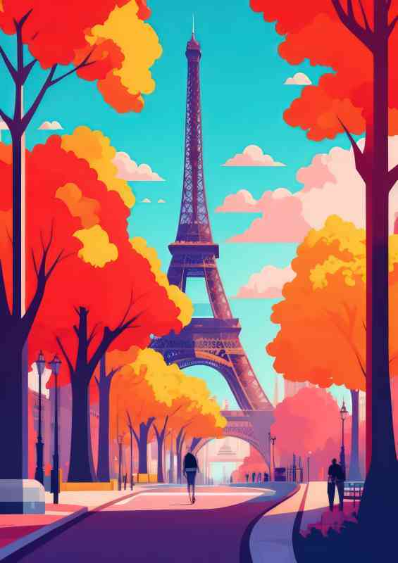 Paris as a flat design | Metal Poster