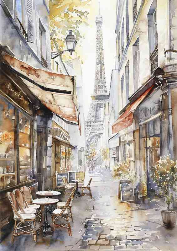 Paris street effiel tower views | Metal Poster