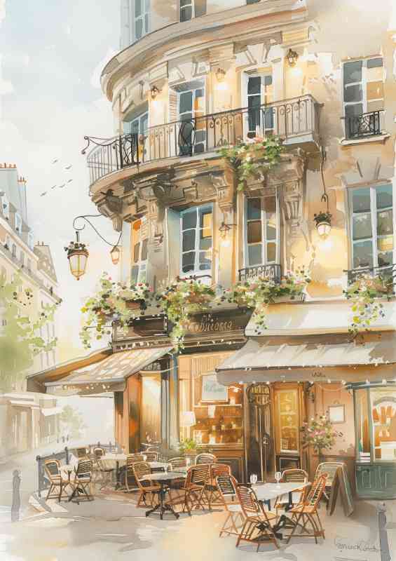 Parisian cafe in watercolour | Di-Bond