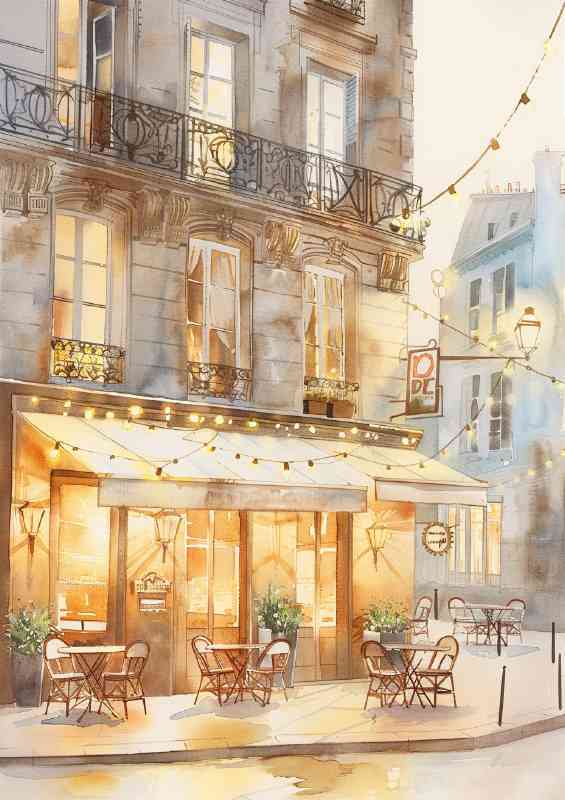 Parisian cafe on the street | Metal Poster