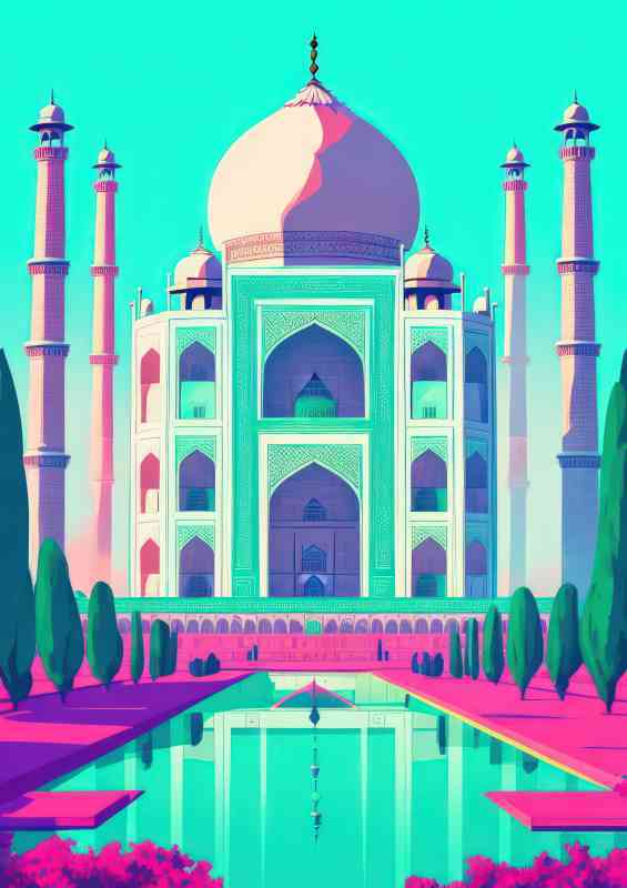 Taj Mahal India a flat design | Canvas