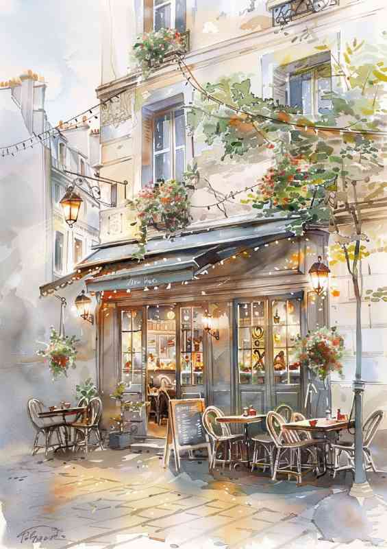 Watercolor Parisian cafe | Di-Bond