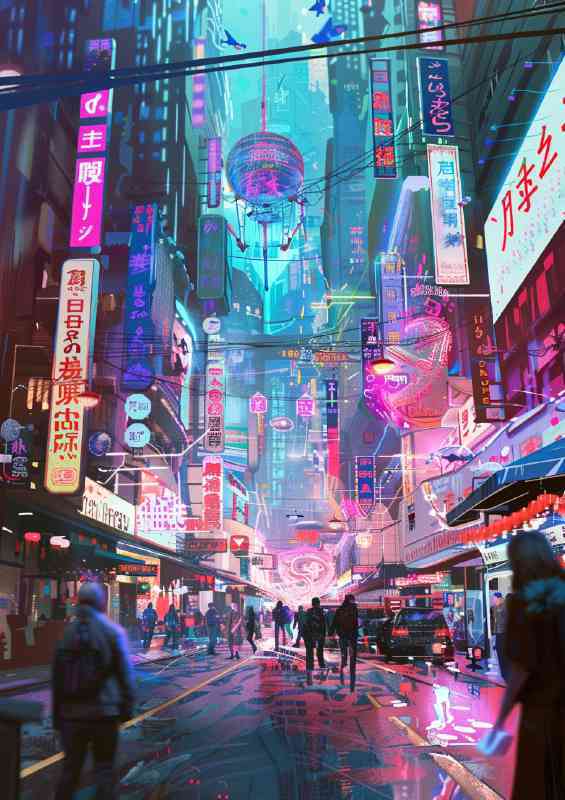 Animae neon street scene | Canvas