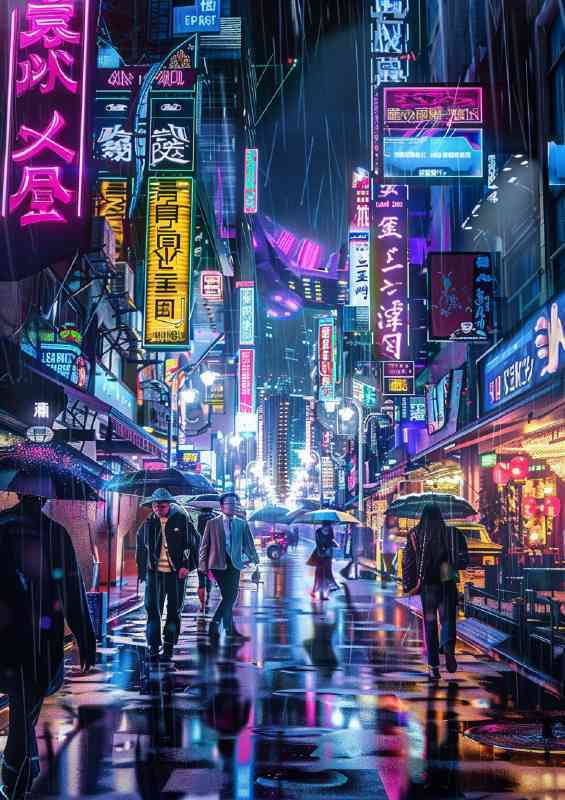 Cyberpunk at night busy life | Canvas
