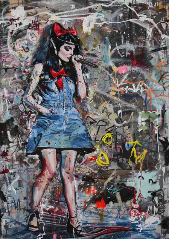 Amy Winehouse in a denim dress street | Canvas