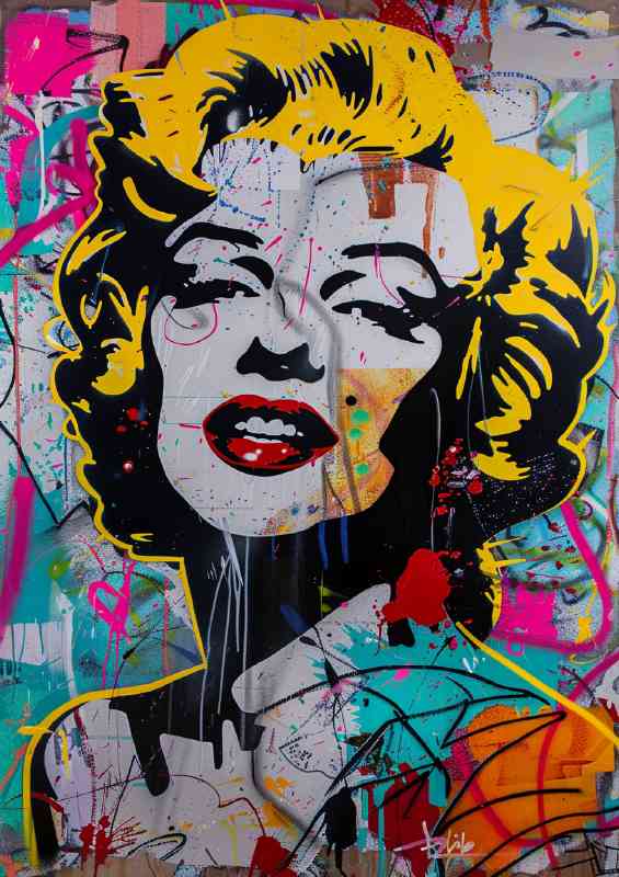 Marilyn Monroe yellow hair graffiti | Metal Poster