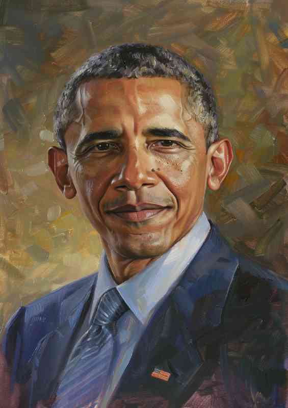 Obama detailed oil painting style | Metal Poster
