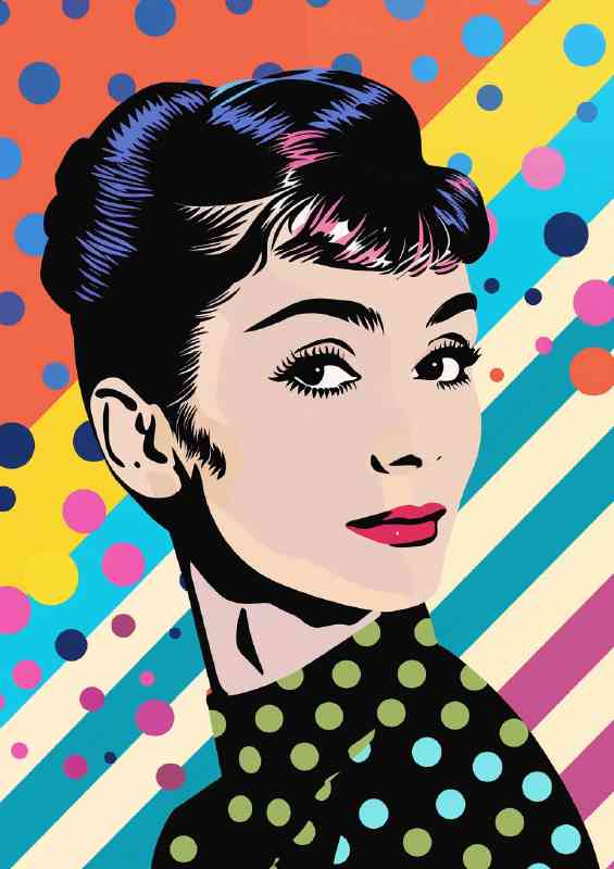 Pop art of Audrey Hepburn with a polka dot | Canvas