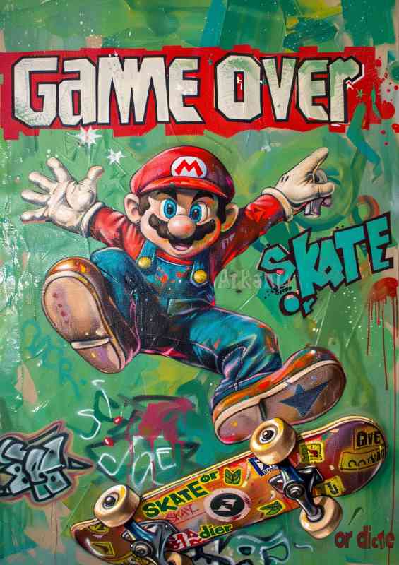 Retro gaming skater boy | Metal Poster