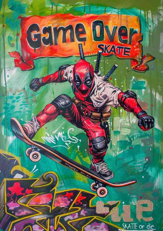 Retro skating gaming art | Metal Poster