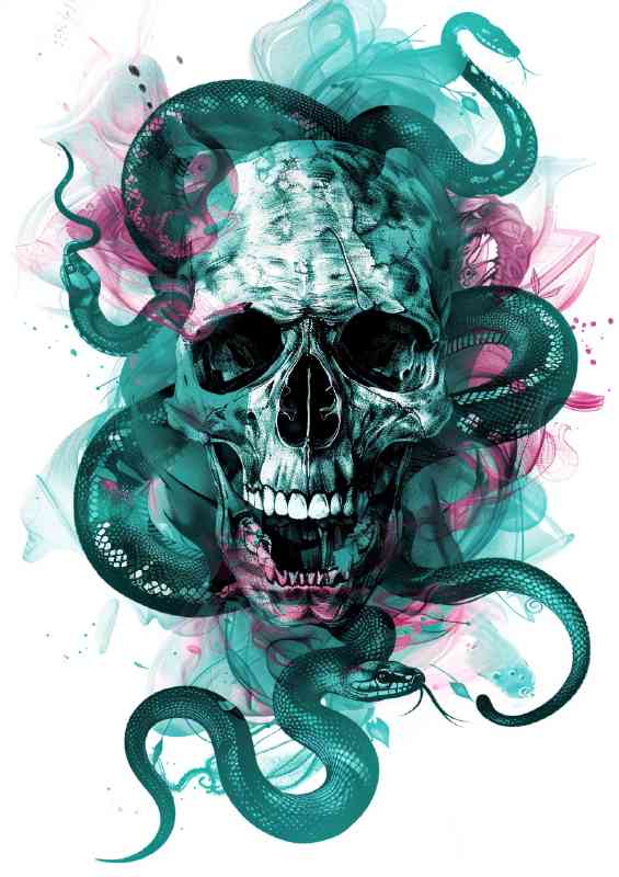 A Snake and skull drawing | Poster