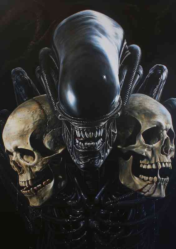 Alien head with skulls | Poster